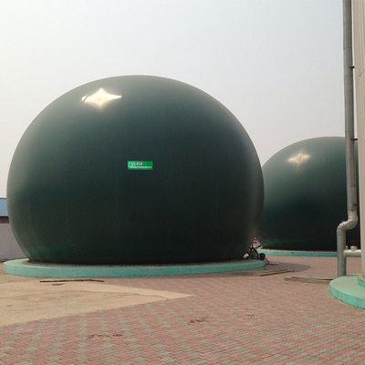 Grüner PDFE-Doppelt-Membran-Biogas-Halter-Gastank in der Biogas-Anlage