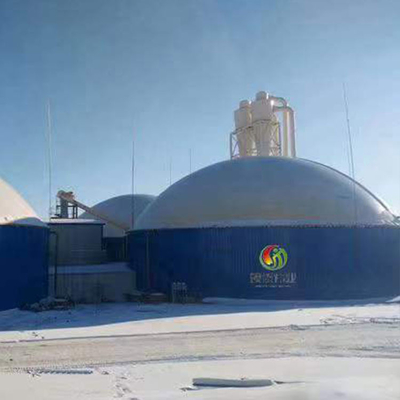 Grüner PDFE-Doppelt-Membran-Biogas-Halter-Gastank in der Biogas-Anlage